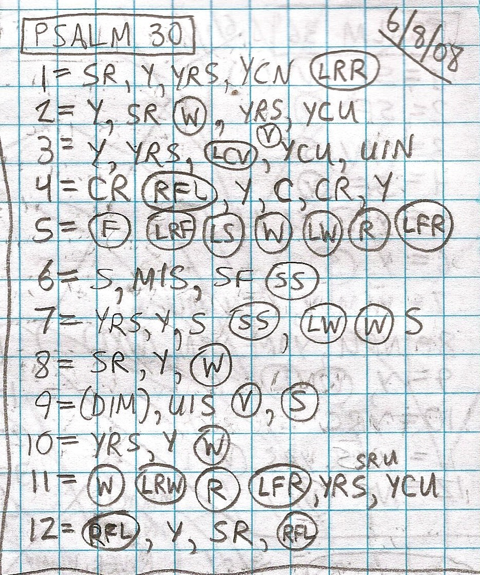 Handwritten study of Psalms 30